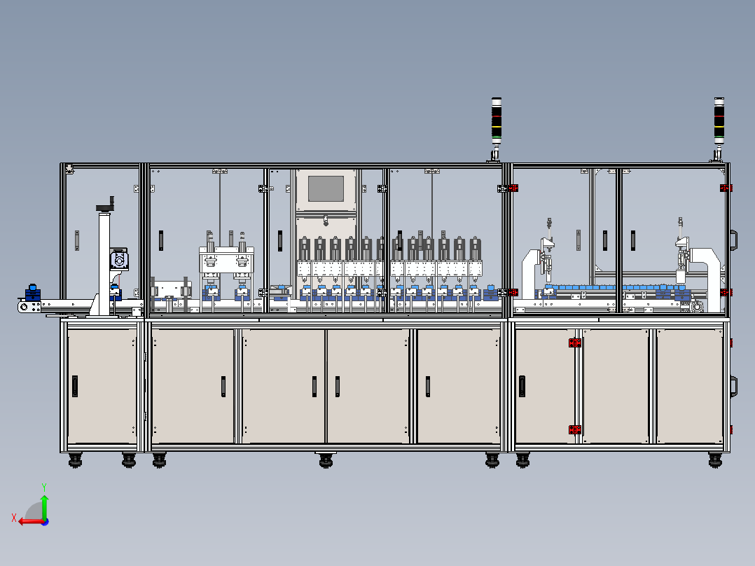 变压器生产线前段整形测试分拣流水线后视图