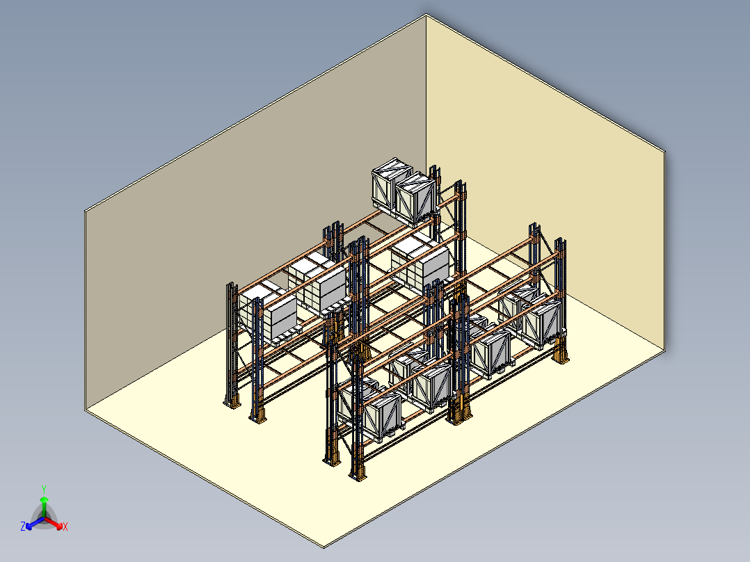 Palet货架3D数模前视图