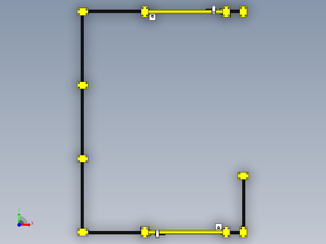 工厂安全护栏3D数模图纸 x_t格式前视图