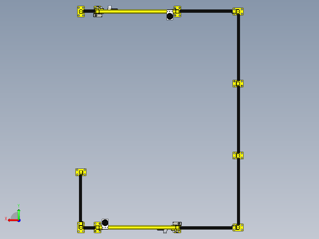 工厂安全护栏3D数模图纸 x_t格式后视图