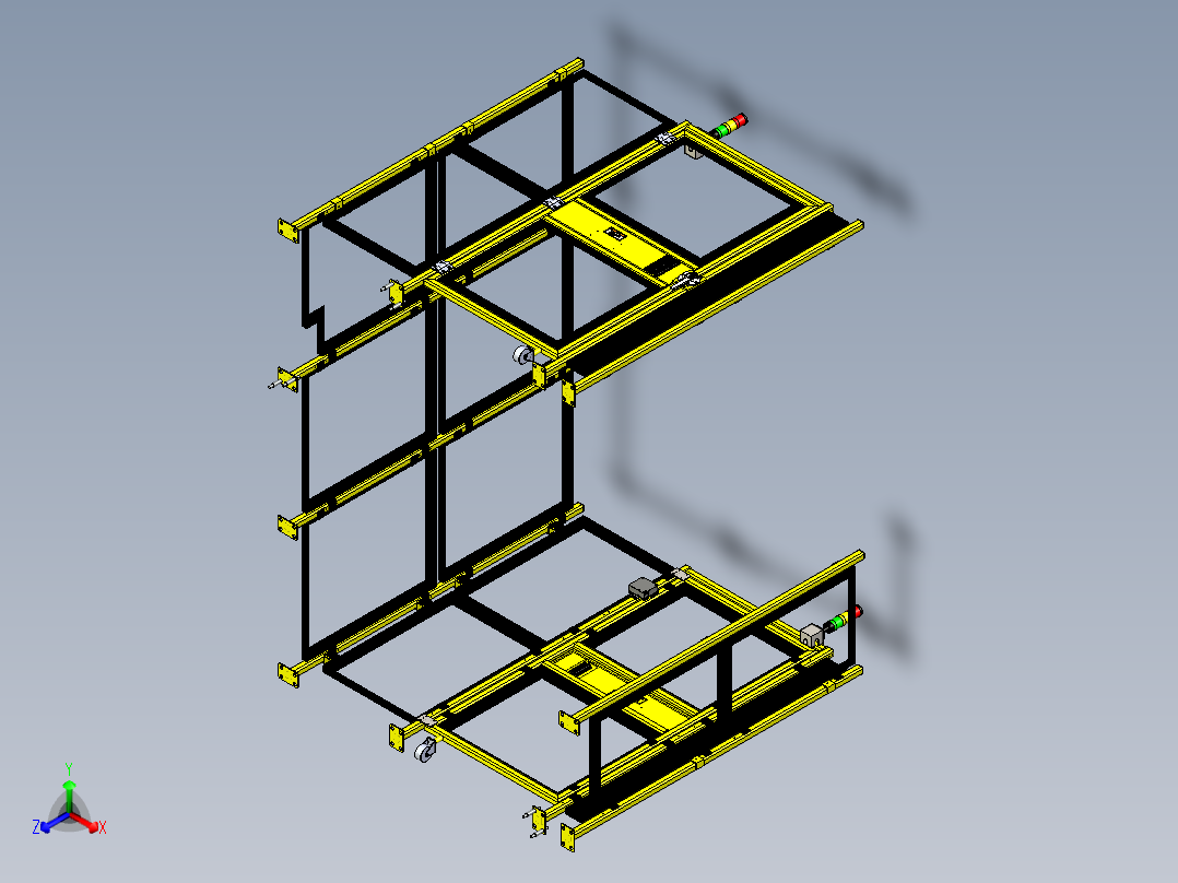 工厂安全护栏3D数模图纸 x_t格式正等轴测图