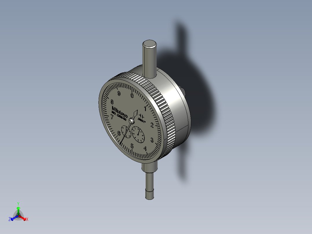 三丰带表卡尺3D模型正等轴测图