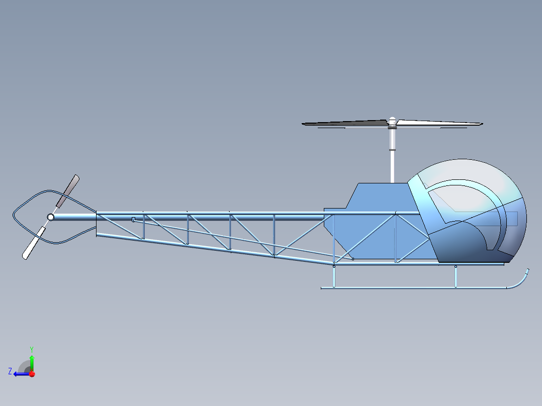 贝尔-47直升机右视图