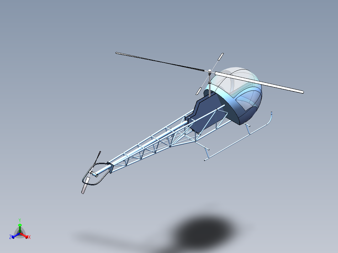 贝尔-47直升机正等轴测图