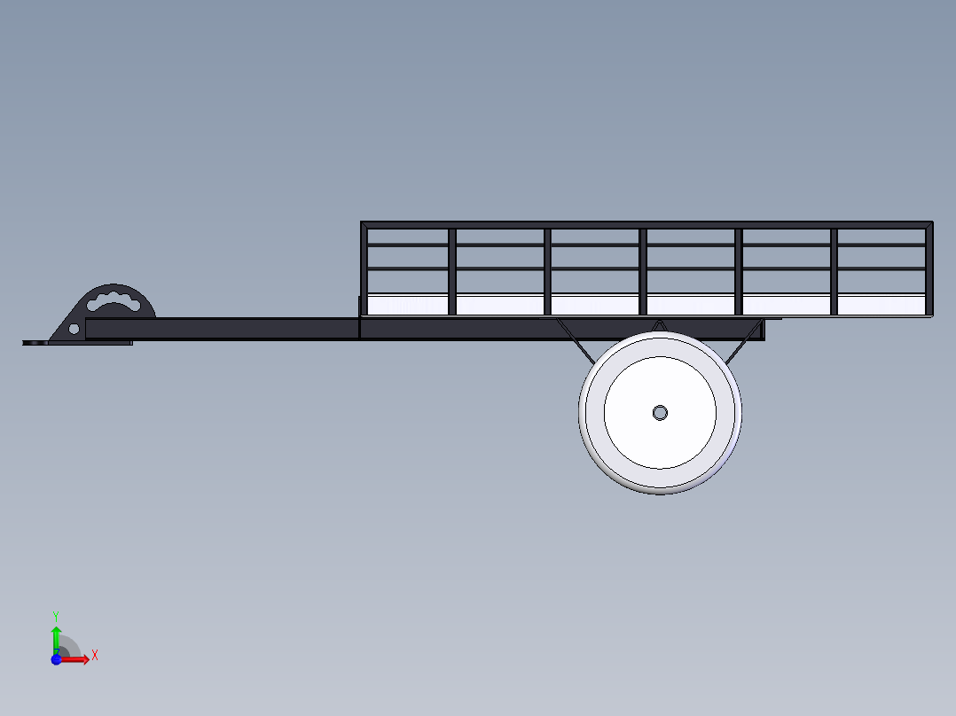 solidworks 电动汽车拖车模型右视图