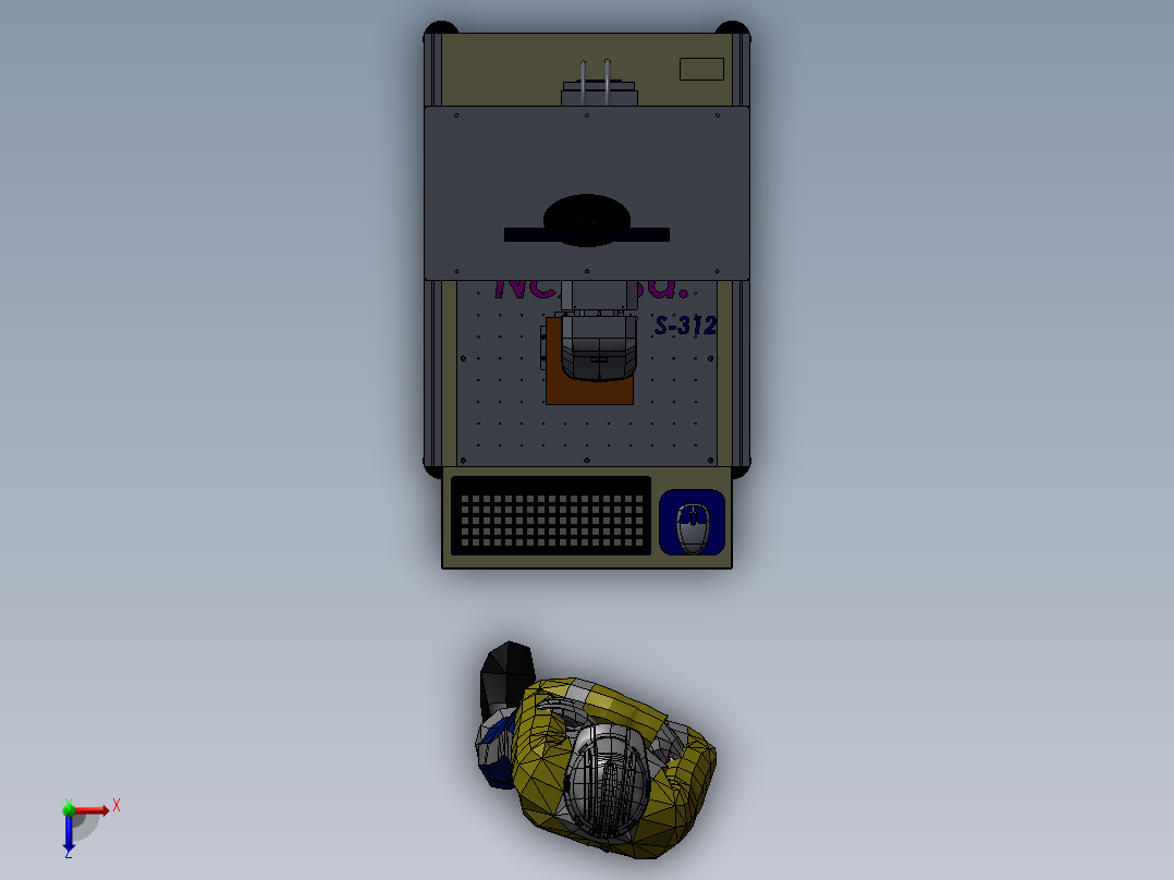 光纤激光打标机3D图纸H215俯视图
