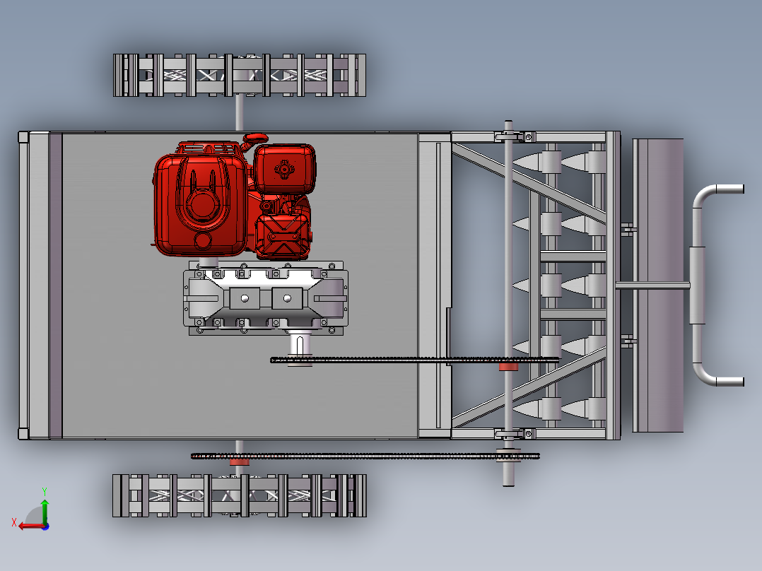 手推式旋耕机后视图