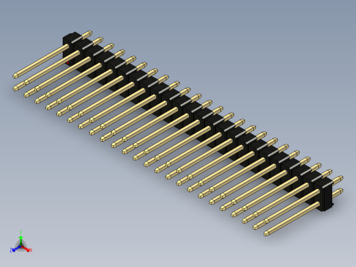 彩色公头100mil（2.54mm）系列-DS1021_black_2x24p_100mil_Type5_rev1.0正等轴测缩略图