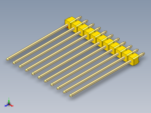 彩色公头100mil（2.54mm）系列-DS1021_yellow_1x11p_100mil_Type43_rev1.0