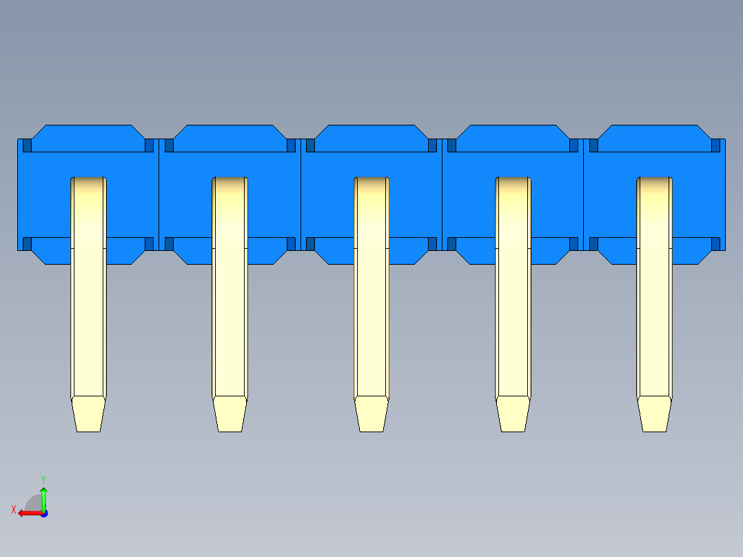 彩色公排针 100mil 2.54mm 系列-DS1022_blue_1x05p_100mil_TypeD_rev1.0后视图