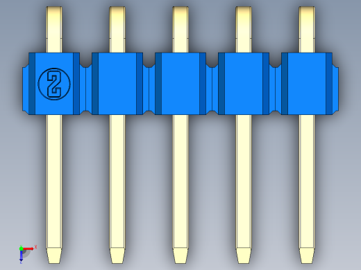 彩色公排针 100mil 2.54mm 系列-DS1022_blue_1x05p_100mil_TypeD_rev1.0俯视缩略图