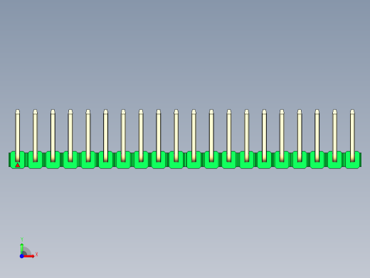 彩色公排针 100mil 2.54mm 系列-DS1022_green_20p_100mil_TypeU_rev1.0前视缩略图