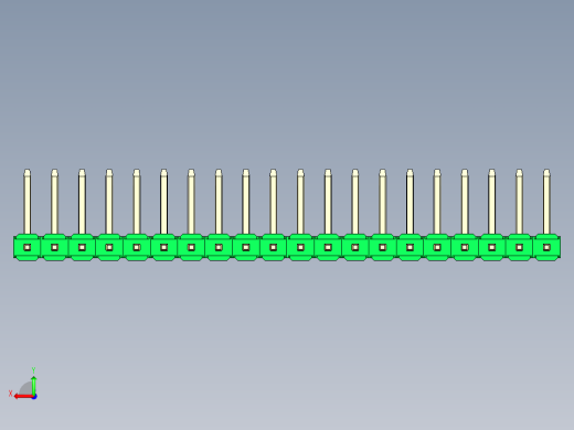 彩色公排针 100mil 2.54mm 系列-DS1022_green_20p_100mil_TypeU_rev1.0后视缩略图