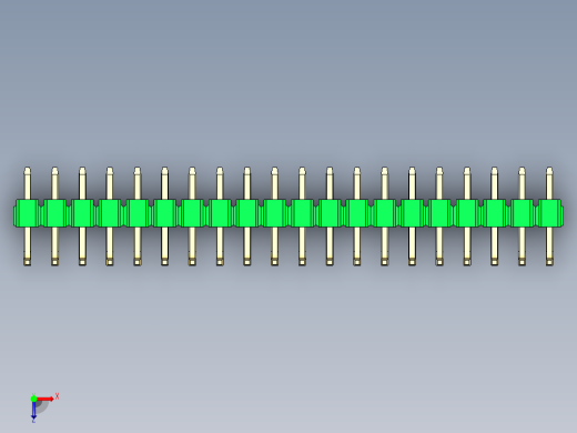彩色公排针 100mil 2.54mm 系列-DS1022_green_20p_100mil_TypeU_rev1.0俯视缩略图