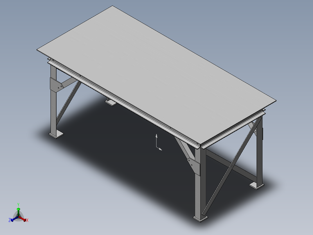 钢板桌正等轴测图