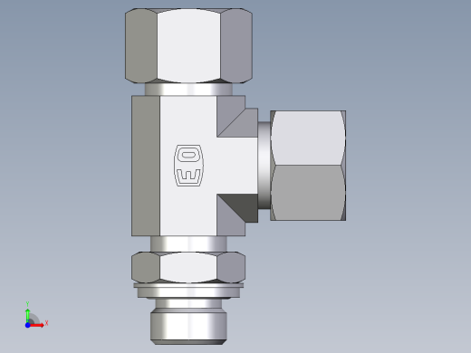 卡套式工业通用硬管接头EO_Adjustable_locknut_run_tee_LEE16SRCF前视缩略图