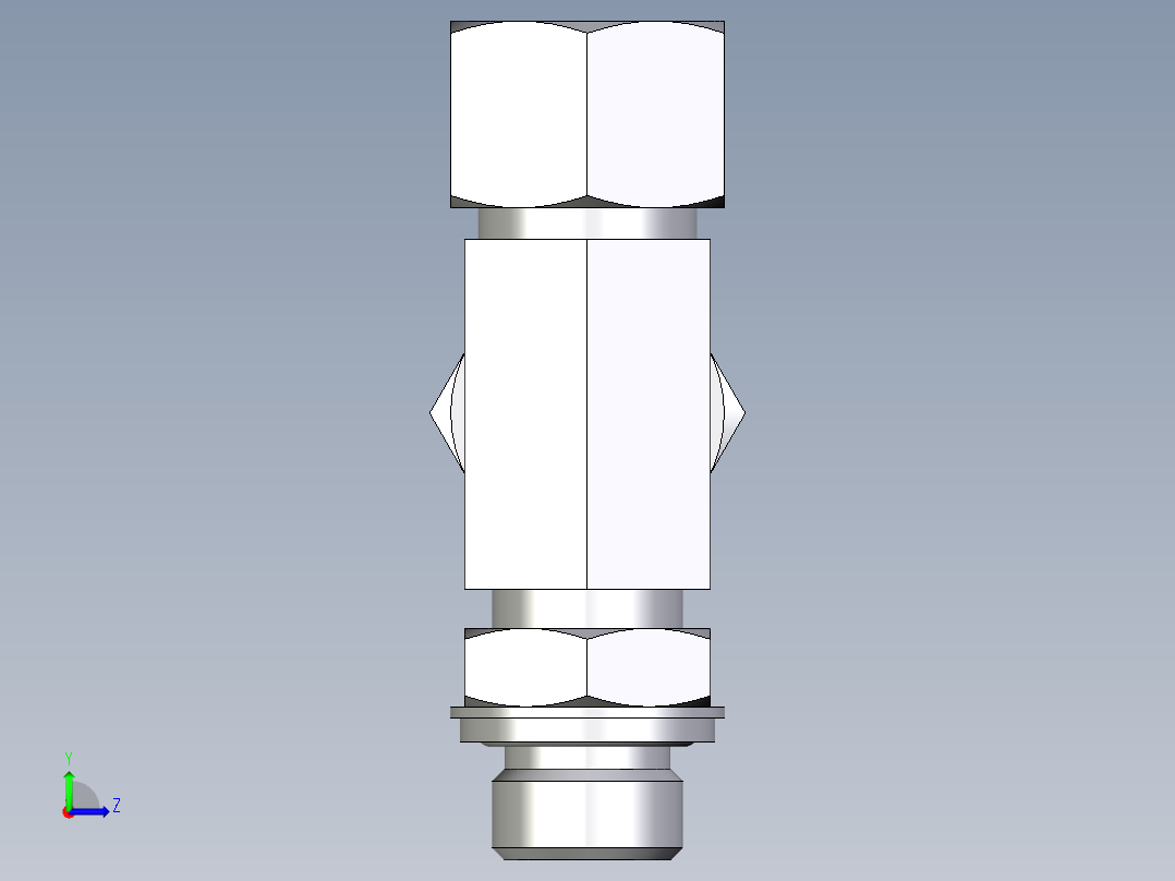 卡套式工业通用硬管接头EO_Adjustable_locknut_run_tee_LEE16SRCF左视图