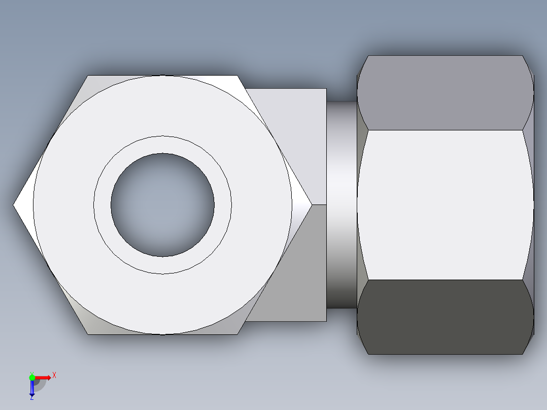 卡套式工业通用硬管接头EO_Adjustable_locknut_run_tee_LEE16SRCF俯视图