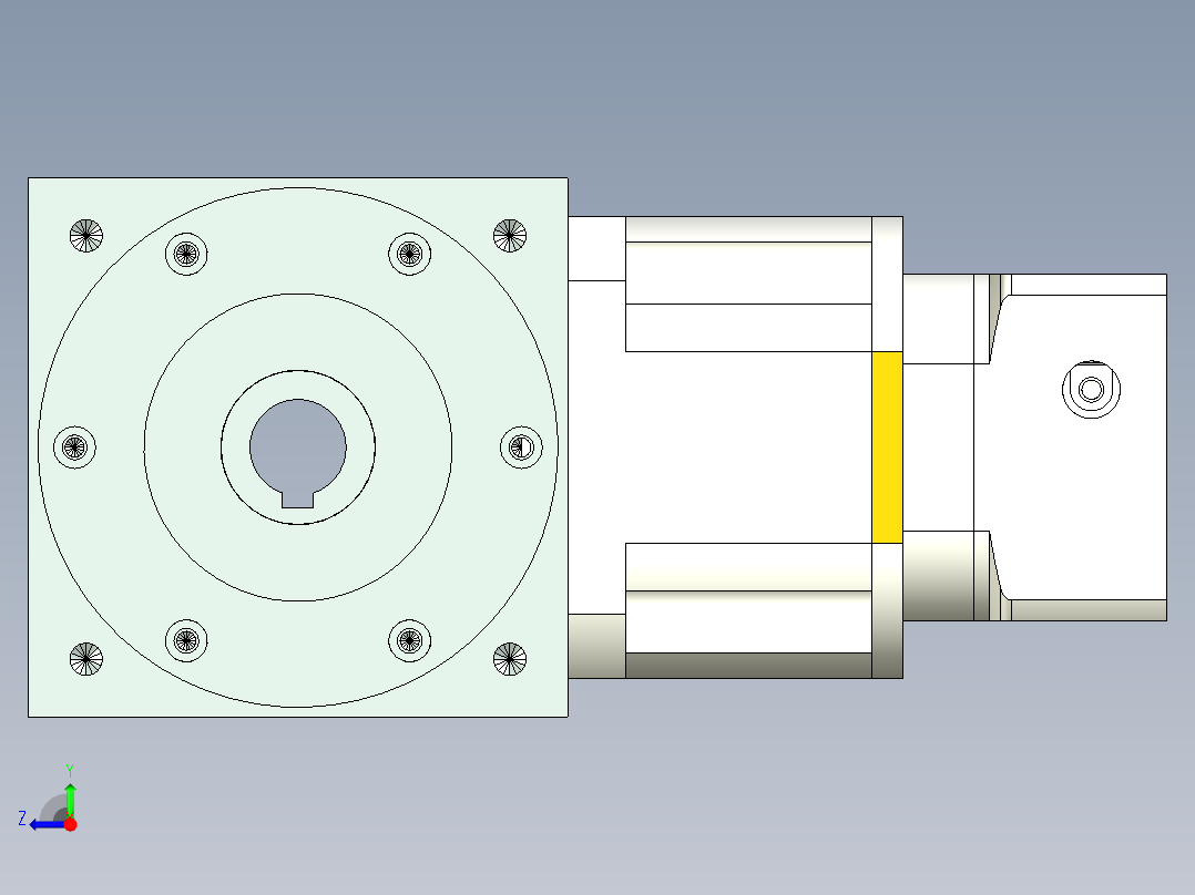 换向器25PW140双孔 PLX120-L2 19-70-90-M6.stp右视图