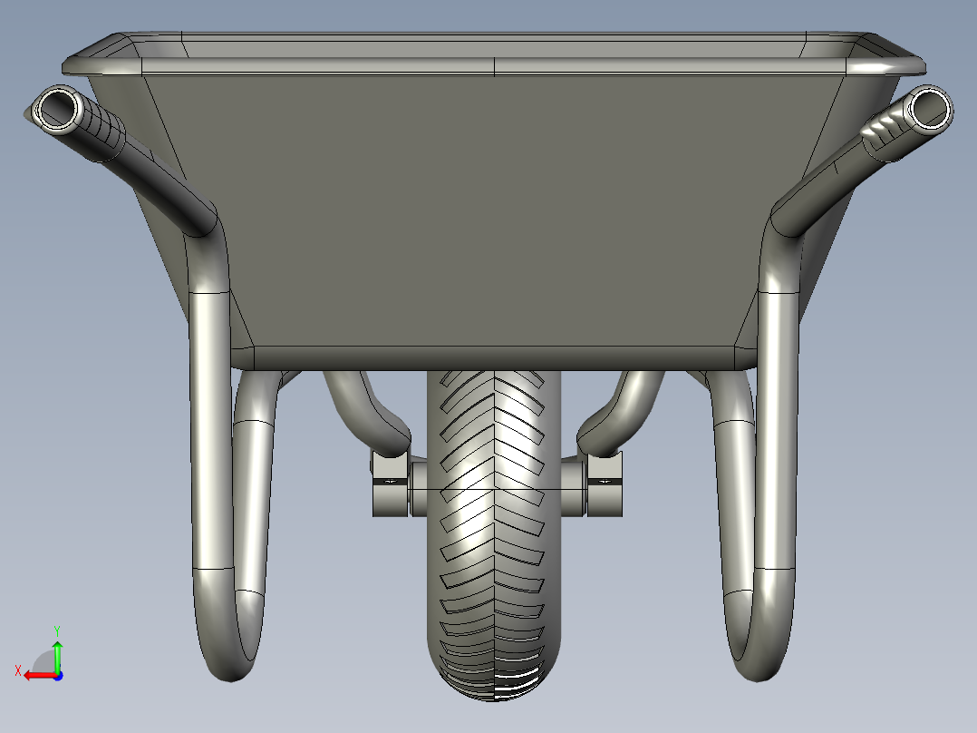 手推车独轮推车后视图