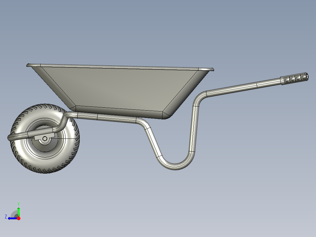 手推车独轮推车右视图