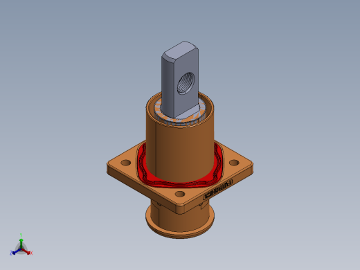 正极-8.0单芯弯头连接器插座(IP67B)UL1500V（铜排螺纹孔）_大法兰-琥正正等轴测缩略图