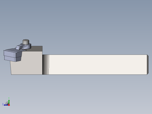 上压夹紧式外圆粗车刀设计-金属切削刀具右视缩略图