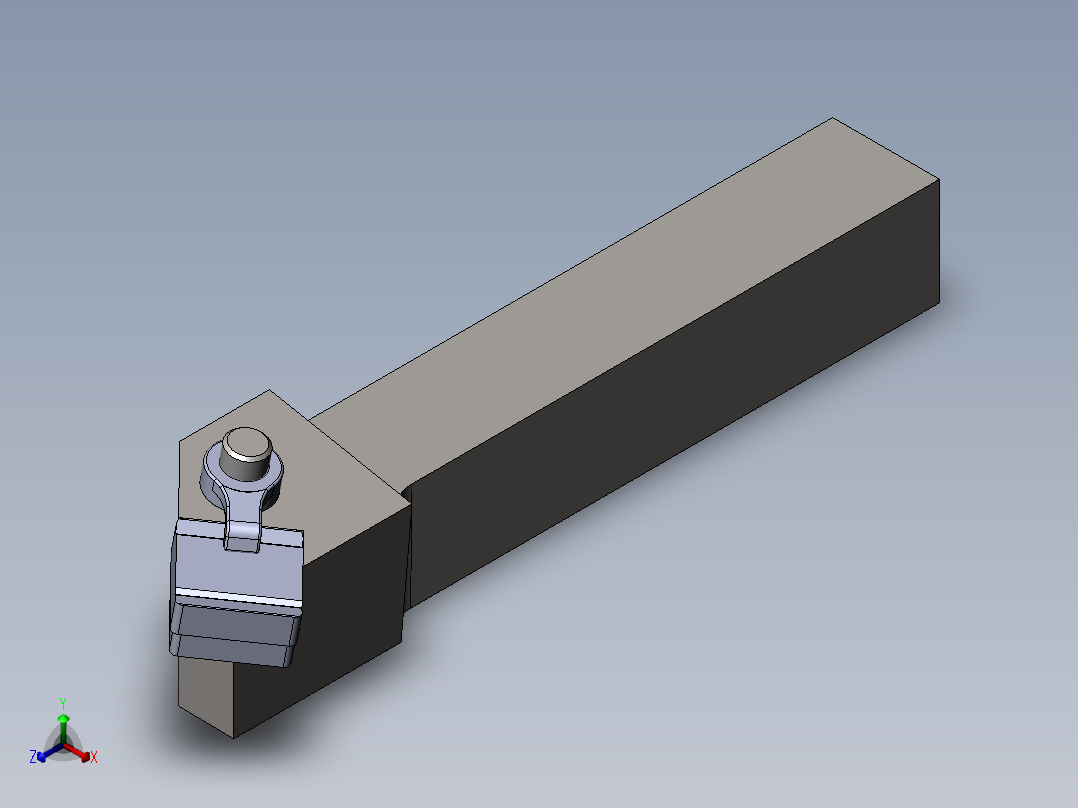 上压夹紧式外圆粗车刀设计-金属切削刀具正等轴测图