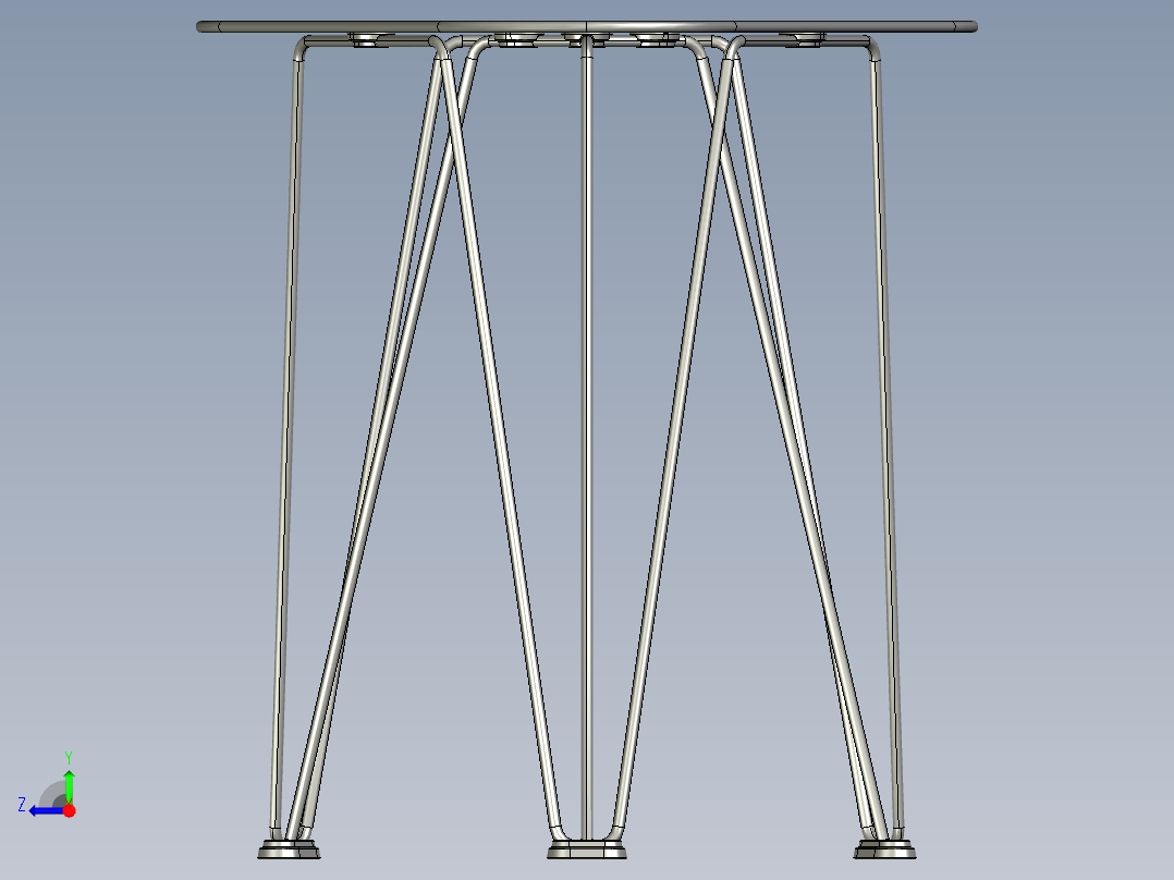 带钢丝腿的桌子右视图