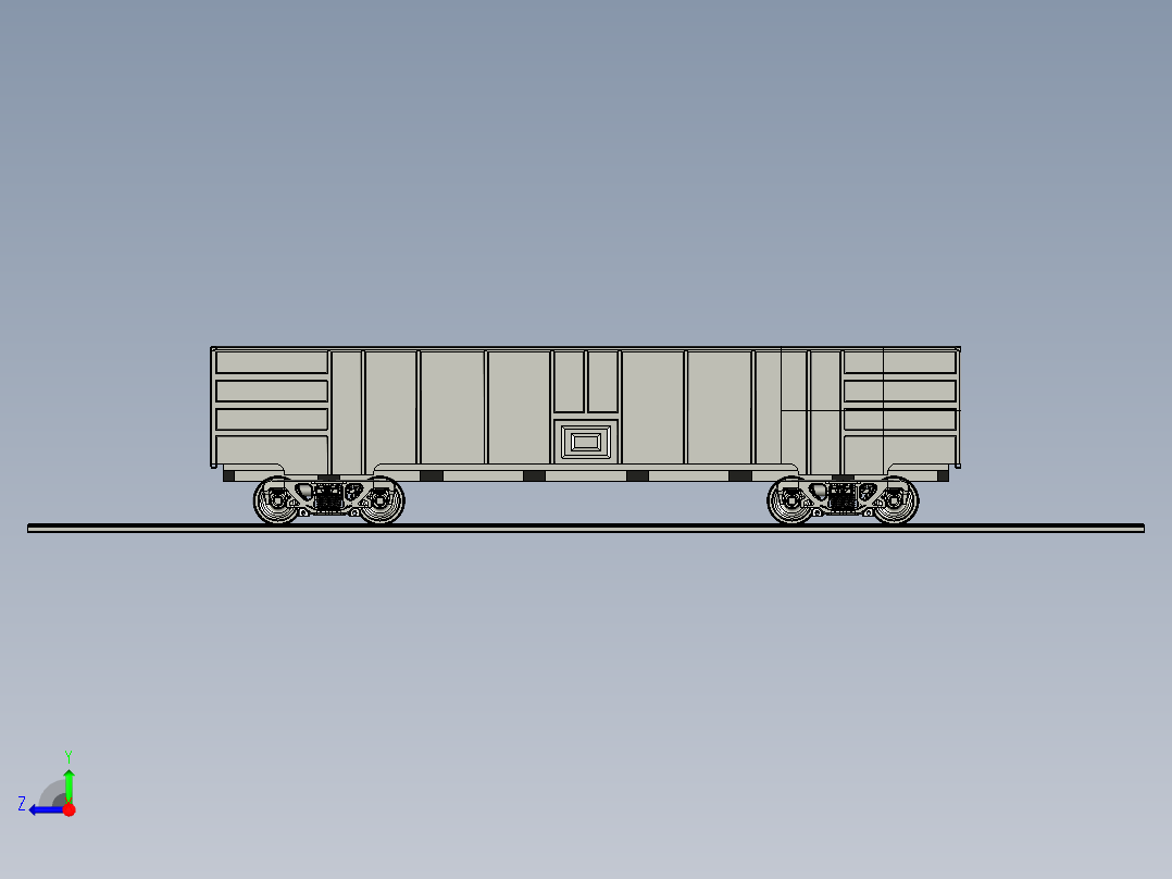 浴盆式运煤专用敞车右视图