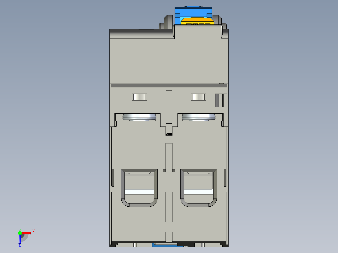 NL1-63 1P&amp;N剩余电流动作断路器三维模型202010俯视图