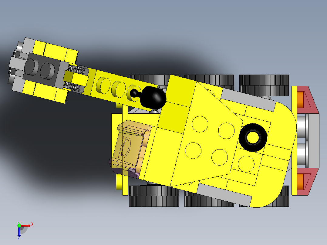 液压式挖掘机俯视图