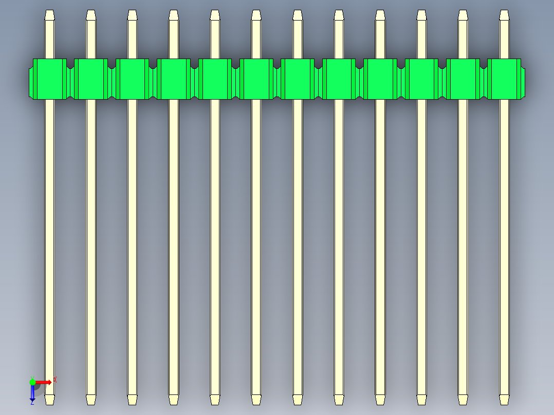 彩色公头100mil（2.54mm）系列-DS1021_green_3x12p_100mil_Type19_rev1.0俯视图
