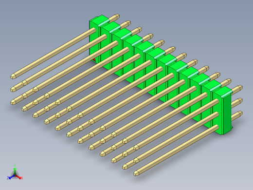 彩色公头100mil（2.54mm）系列-DS1021_green_3x12p_100mil_Type19_rev1.0正等轴测缩略图