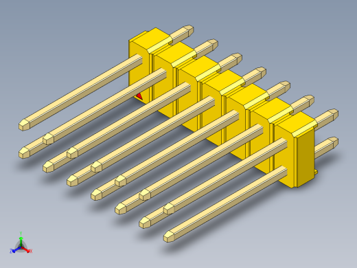 彩色公头100mil（2.54mm）系列-DS1021_yellow_2x07p_100mil_Type5_rev1.0正等轴测缩略图