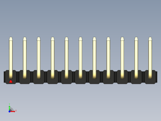 彩色公排针 100mil 2.54mm 系列-DS1022_black_11p_100mil_TypeU_rev1.0前视缩略图