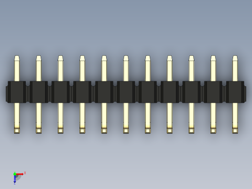 彩色公排针 100mil 2.54mm 系列-DS1022_black_11p_100mil_TypeU_rev1.0俯视缩略图