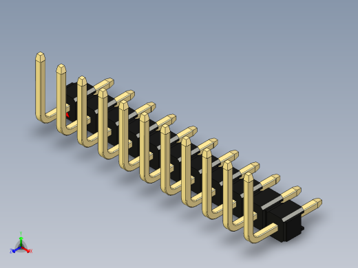 彩色公排针 100mil 2.54mm 系列-DS1022_black_11p_100mil_TypeU_rev1.0正等轴测缩略图