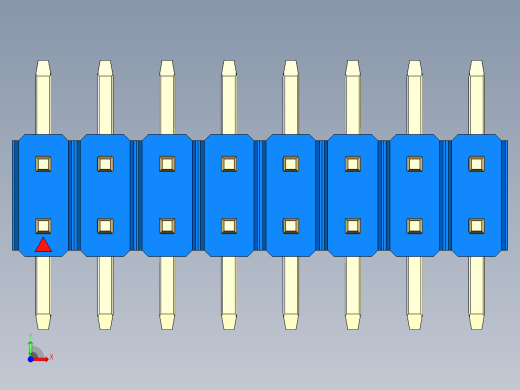 彩色公排针 100mil 2.54mm 系列-DS1022_blue_16p_100mil_TypeSMT_rev1.0前视缩略图