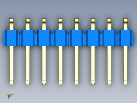 彩色公排针 100mil 2.54mm 系列-DS1022_blue_16p_100mil_TypeSMT_rev1.0俯视缩略图