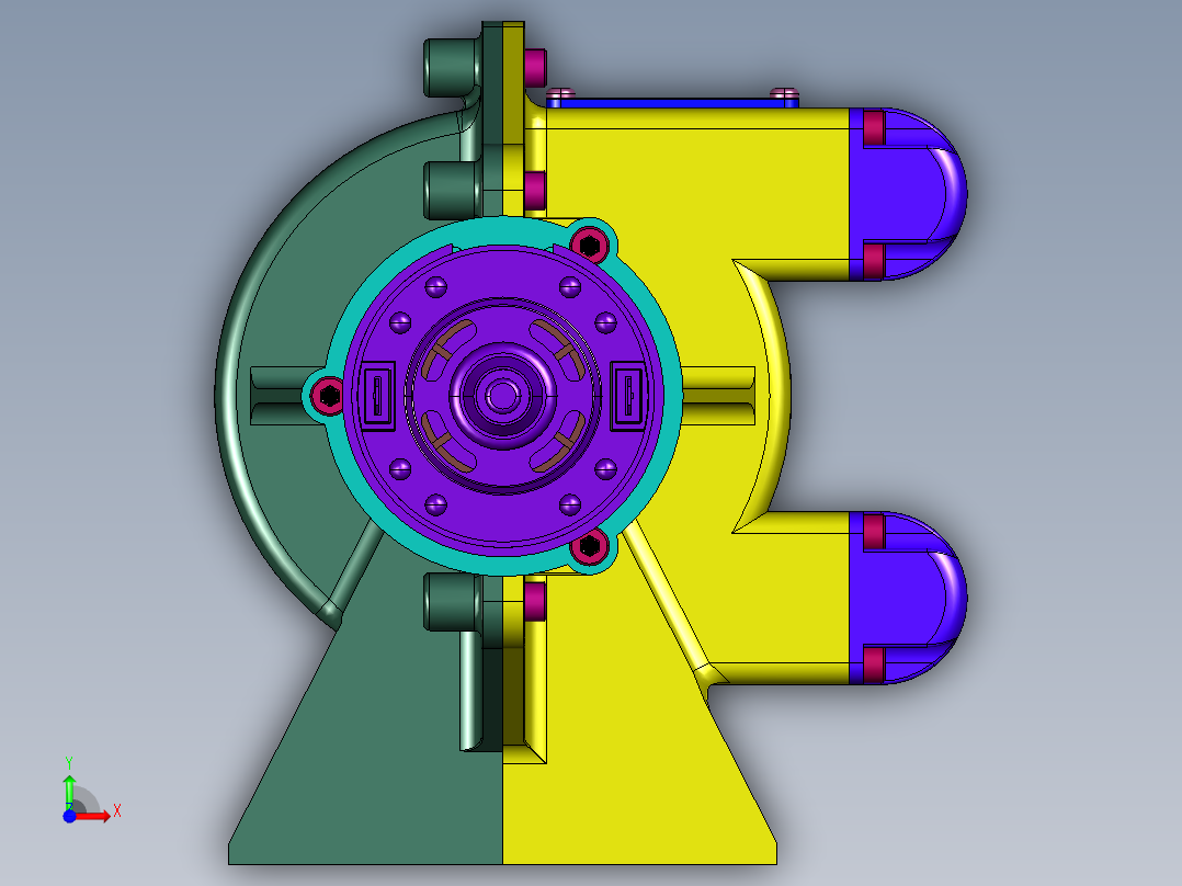 电机轴带动同步盘蠕动泵前视图