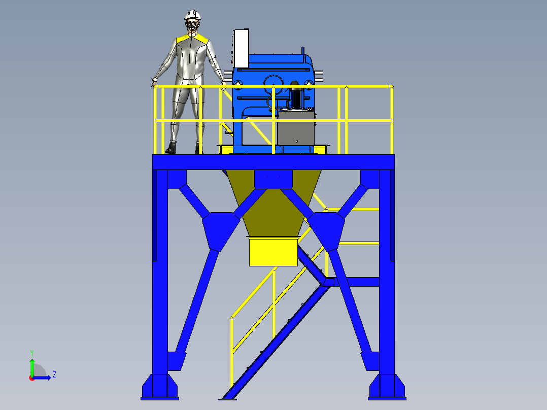 工业废水压滤机和金属框架左视图