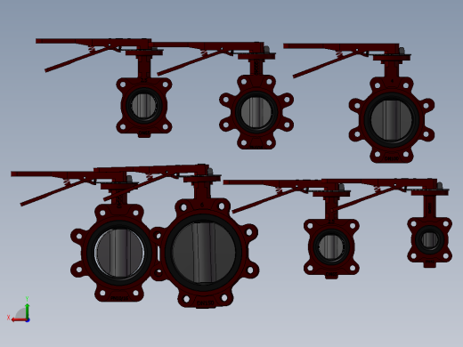 7款名称125MM-5“凸耳手动PN 10内衬蝶阀模型后视缩略图