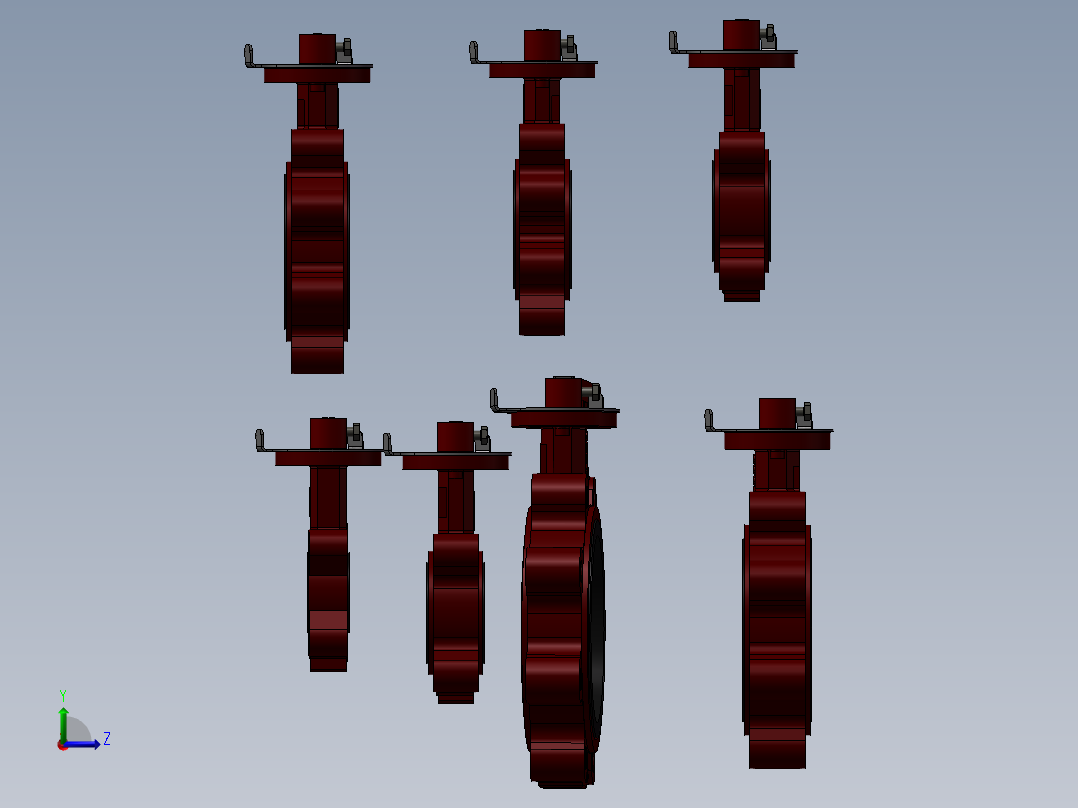 7款名称125MM-5“凸耳手动PN 10内衬蝶阀模型左视图