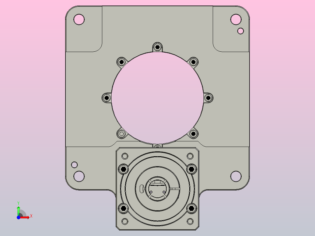 HRG200-18速比-(HRG200-10-II-06 过渡法兰)-(配90行星减速机)-(19-80-100-M6)中空旋转平台 HRG200-18前视图
