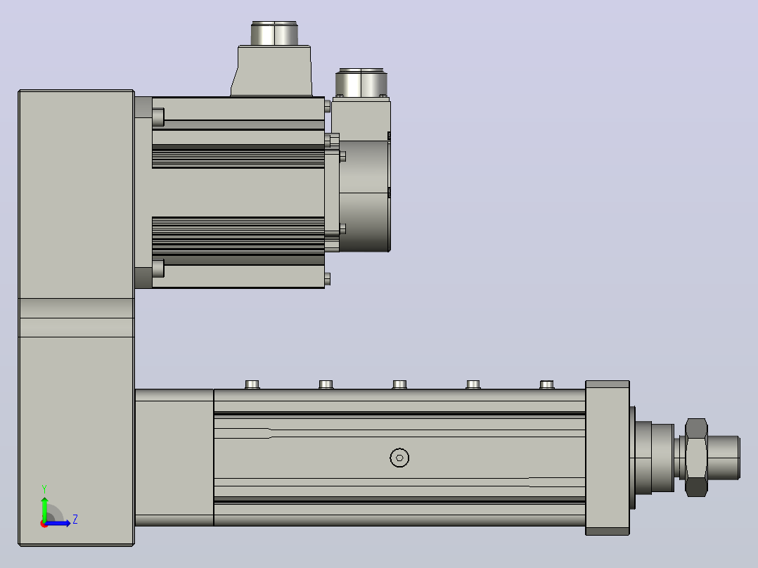 MTA80-100-P05-FF-P-P1500(2000)W-S3 MTA80电动缸 最大负载20KN 额定出力10KN 1500(2000)W电机间接安装左视图