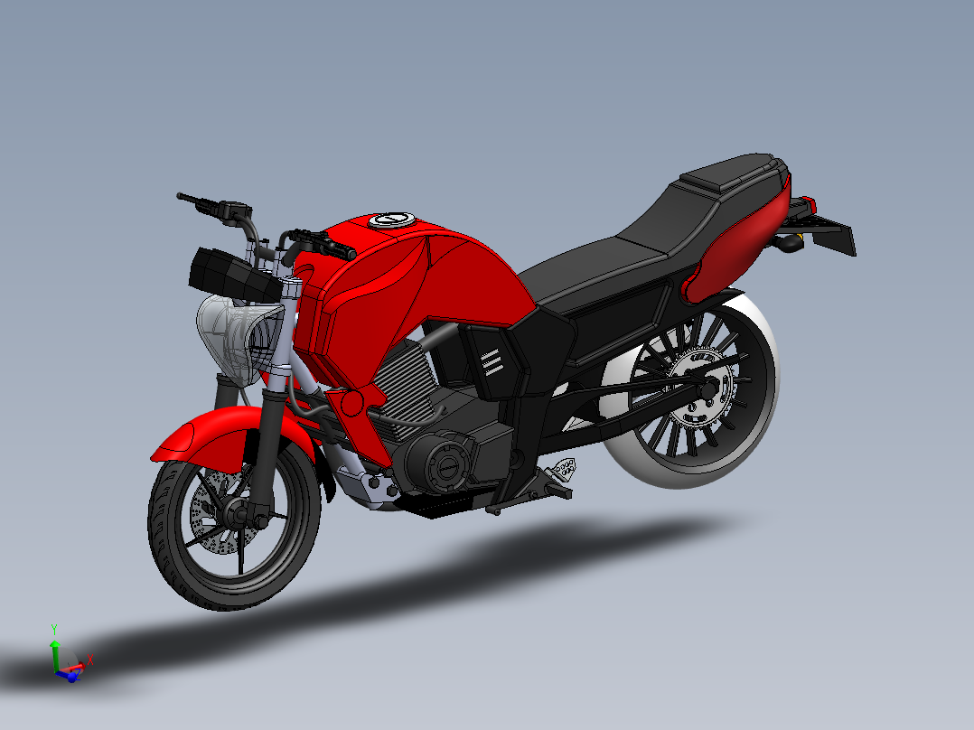 FZ16 BYSON摩托车模型3D图纸 IGS格式