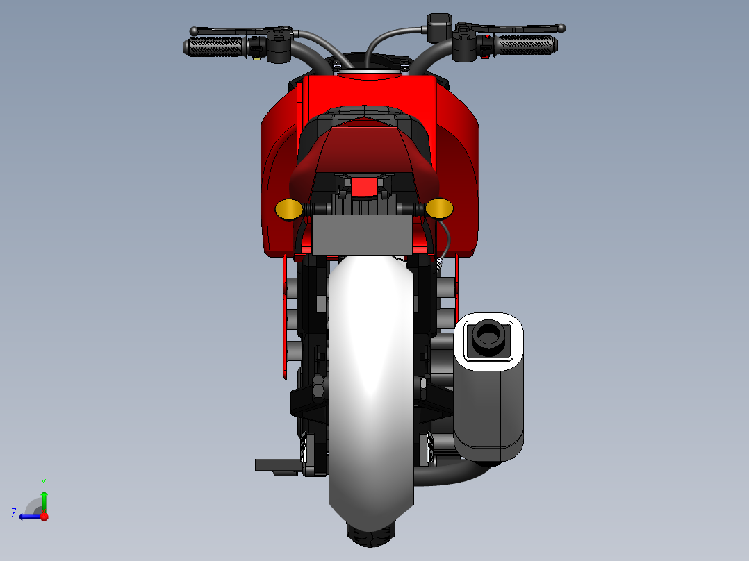 FZ16 BYSON摩托车模型3D图纸 IGS格式右视图
