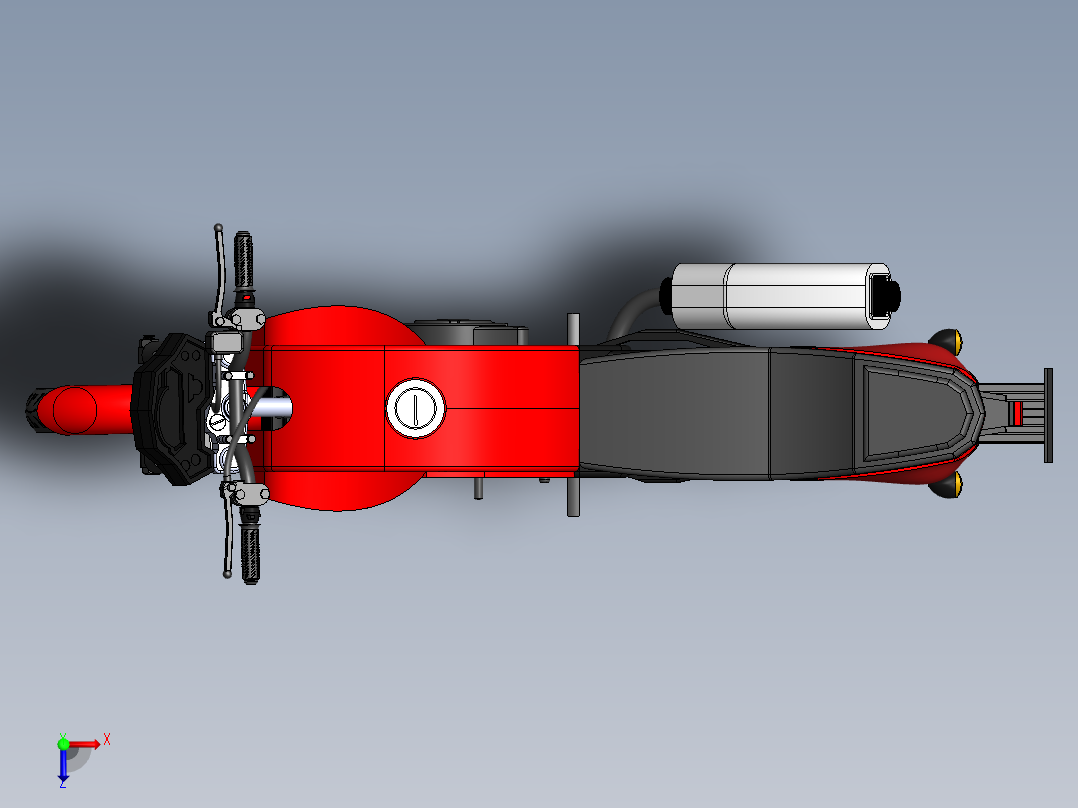 FZ16 BYSON摩托车模型3D图纸 IGS格式俯视图