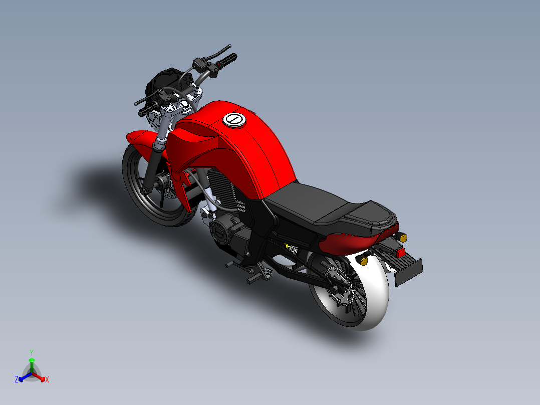 FZ16 BYSON摩托车模型3D图纸 IGS格式正等轴测图